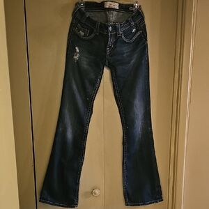 MEK DENIM Women's Distressed Black Jeans.